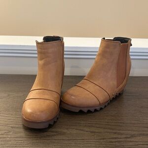 Tan Wedge Ankle Boots